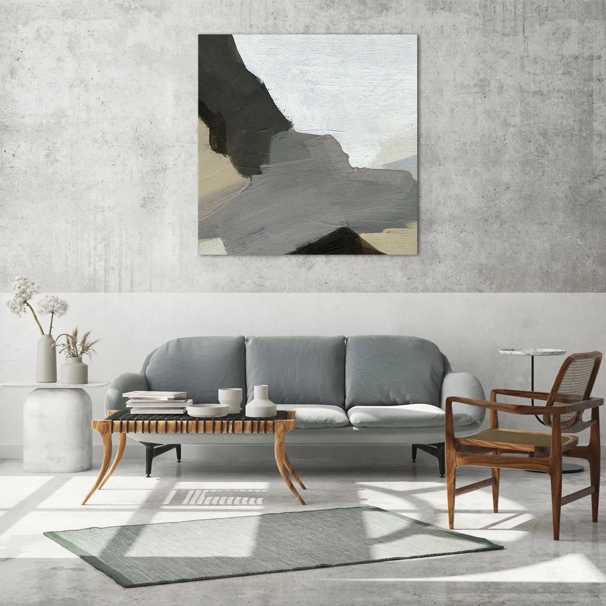 Impression sur verre - Image sur verre - Abstraction : le carrefour du gris - 30x30 cm