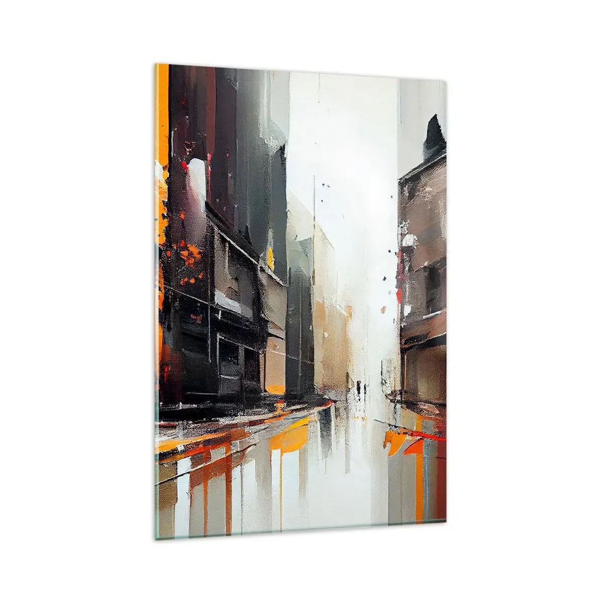 Impression sur verre - Image sur verre - Vue abstraite d'une rue de la ville sous la pluie - 80x120cm - Jour de pluie - Décoration murale moderne pour le salon et la chambre ARTTOR