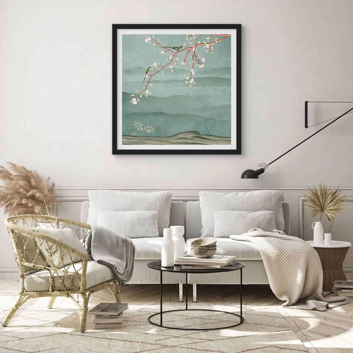 Affiche dans un cadre noir - Poster - Printemps oh c'est toi - 60x60 cm