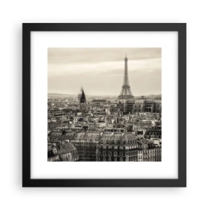 Affiche dans un cadre noir - Poster - Sur les toits de Paris - 30x30 cm