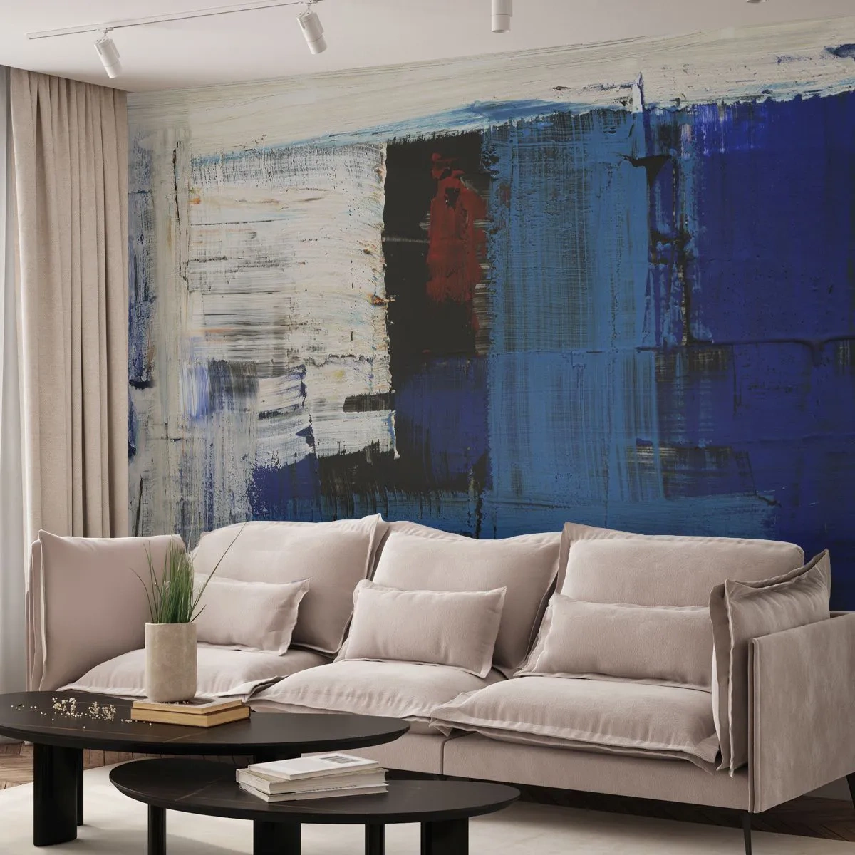 Papier Peint Photo Premium Sand - Secret de bleu - Abstraction, Morceau, La modernité - 350x256 cm