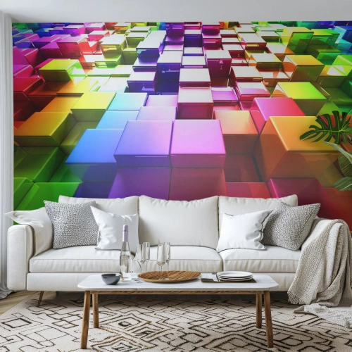 Papier Peint Photo Standard Eco - Collaboration Op art dans une équipe - Abstraction, Graphique, 3D - 350x256 cm