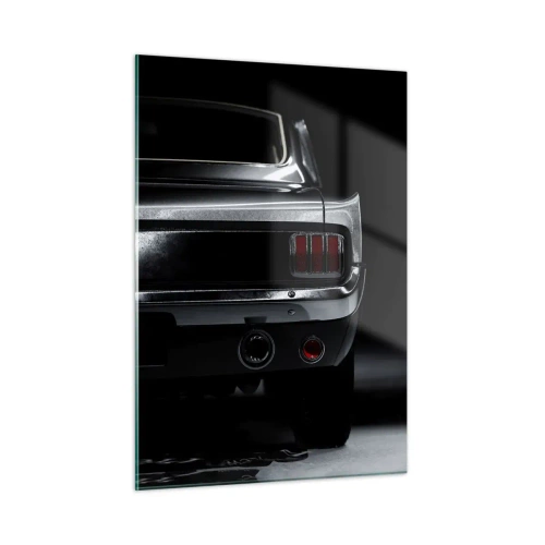 Impression sur verre - Image sur verre - L'arrière d'une voiture classique dans un intérieur sombre et élégant - 50x70cm - Le charme du classique - Décoration murale moderne pour le salon et la chambre ARTTOR