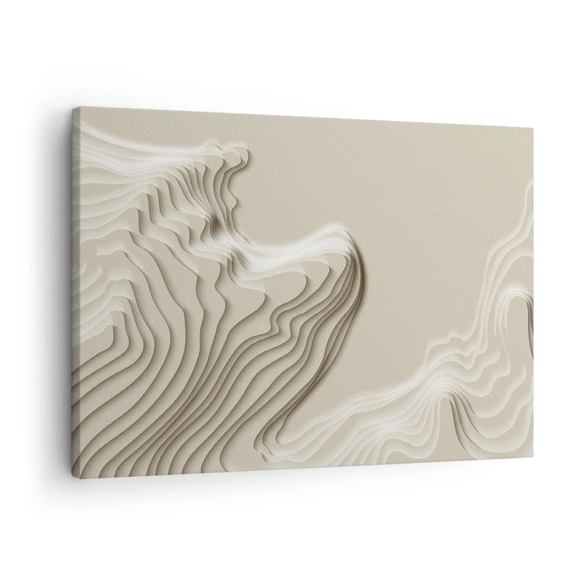 Impression sur toile - Image sur toile - Un motif abstrait dans des tons beiges avec un effet linéaire. - 70x50cm - Topographie artistique - Décoration murale moderne pour le salon et la chambre ARTTOR