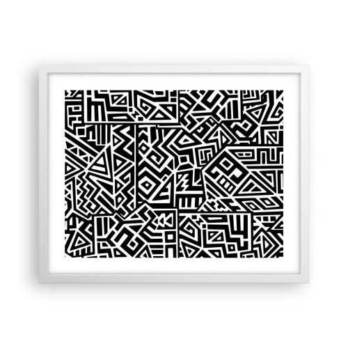Affiche dans un cadre blanc - Poster - Composition précolombienne - 50x40 cm