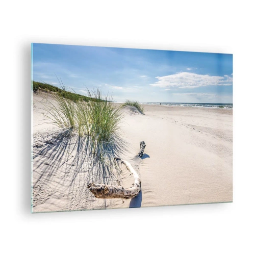 Impression sur verre - Image sur verre - Une plage ensoleillée avec des dunes et des herbiers marins - 70x50cm - La plus belle? La Baltique - Décoration murale moderne pour le salon et la chambre ARTTOR