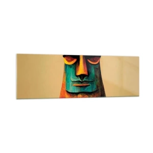 Impression sur verre - Image sur verre - Statue colorée de l'île de Pâques - 160x50cm - Statuesque et sympathique - Décoration murale moderne pour le salon et la chambre ARTTOR