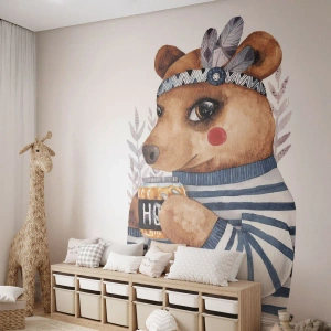 Papier Peint Photo Premium Sand - Un nounours trop mignon - Abstraction, Pour les enfants, Ours - 250x175 cm