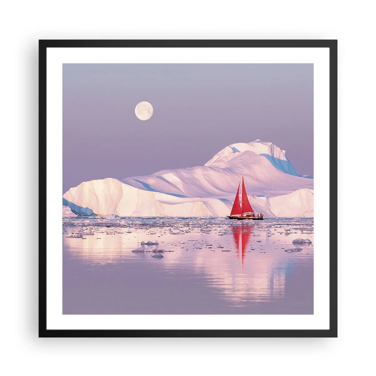 Affiche dans un cadre noir - Poster - La chaleur de la voile, le froid de la glace - 60x60 cm