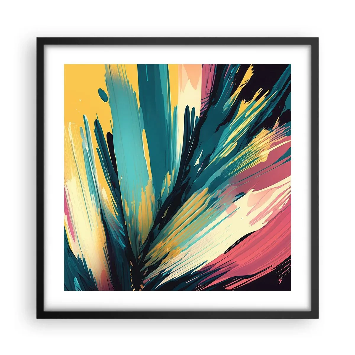 Affiche dans un cadre noir - Poster - Composition – une explosion de joie - 50x50 cm