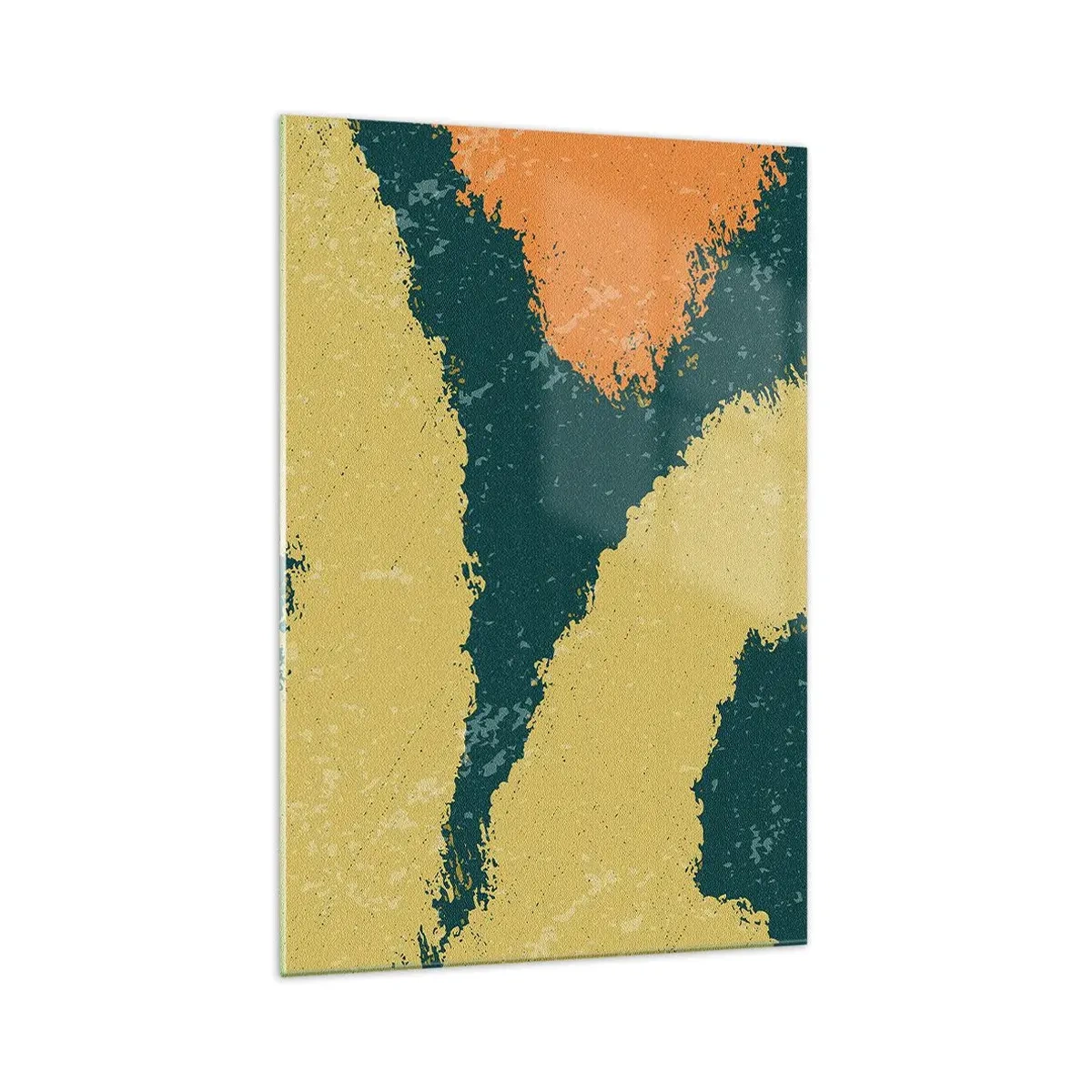 Impression sur verre - Image sur verre - Taches abstraites aux couleurs terreuses et vertes - 70x100cm - Abstraction – mouvement lent - Décoration murale moderne pour le salon et la chambre ARTTOR