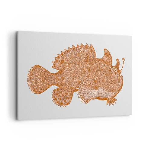 Impression sur toile - Image sur toile - Dessin détaillé d'un poisson cuivré sur fond blanc - 120x80cm - Et pourtant un poisson - Décoration murale moderne pour le salon et la chambre ARTTOR