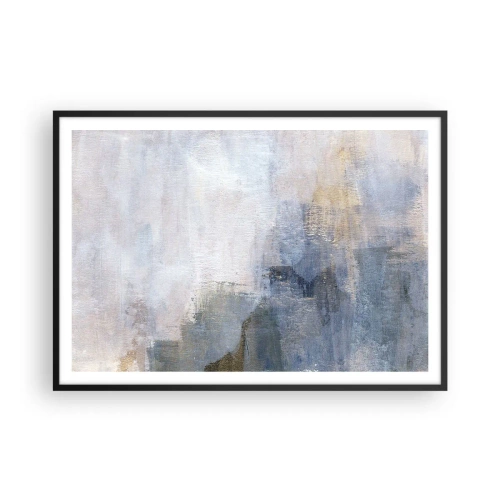 Affiche dans un cadre noir - Poster - Taches abstraites subtiles dans des tons de bleu et de beige - 100x70cm - Tonalités et accords de couleur - Décoration murale moderne pour le salon et la chambre ARTTOR