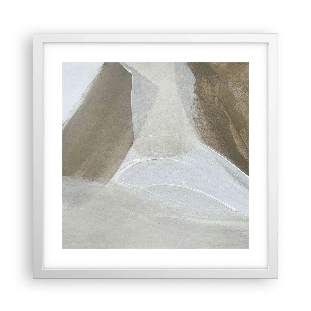 Affiche dans un cadre blanc - Poster - Une vague de blanc - 40x40 cm