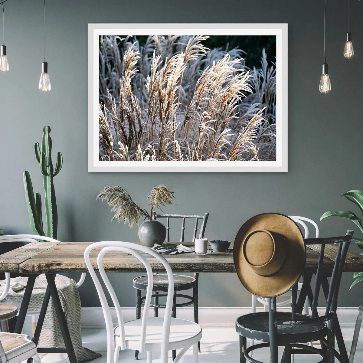 Affiche dans un cadre blanc - Poster - Habillé de givre - 100x70 cm