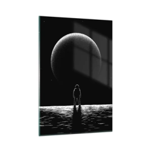 Impression sur verre - Image sur verre - Un astronaute avec en arrière-plan une grande planète dans l'espace - 80x120cm - Face à face - Décoration murale moderne pour le salon et la chambre ARTTOR