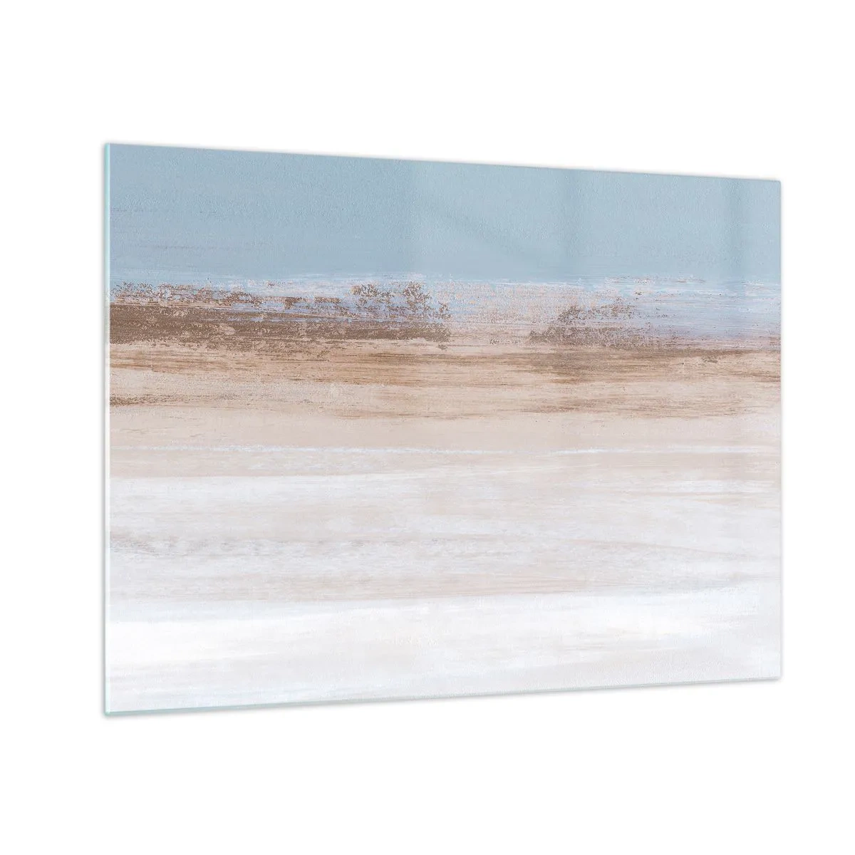 Impression sur verre - Image sur verre - Paysage abstrait avec ciel et terre pastel - 70x50cm - Paysage ambigu - Décoration murale moderne pour le salon et la chambre ARTTOR