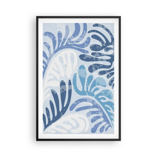 Affiche dans un cadre noir - Poster - Fougères bleues - 61x91 cm