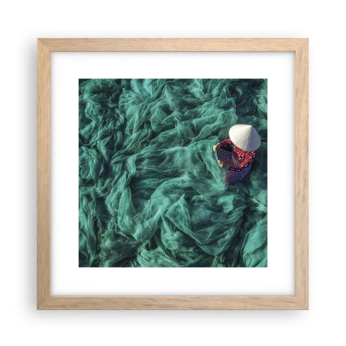 Affiche dans un chêne clair - Poster - Dans une mer de filet - 30x30 cm