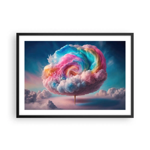 Affiche dans un cadre noir - Poster - Un nuage en forme de spirale aux couleurs pastel dans le ciel - 70x50cm - Le rêve d'un parc d'attractions - Décoration murale moderne pour le salon et la chambre ARTTOR