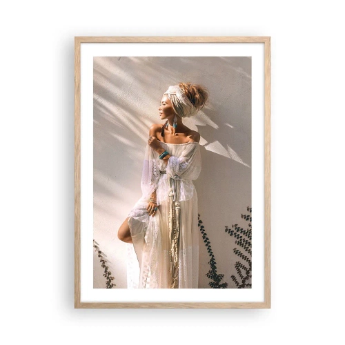 Affiche dans un chêne clair - Poster - Le soleil et la fille - 50x70 cm