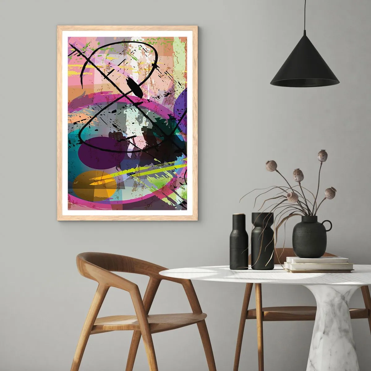 Affiche dans un chêne clair - Poster - Vous pouvez aller tout droit ou autour - 70x100 cm