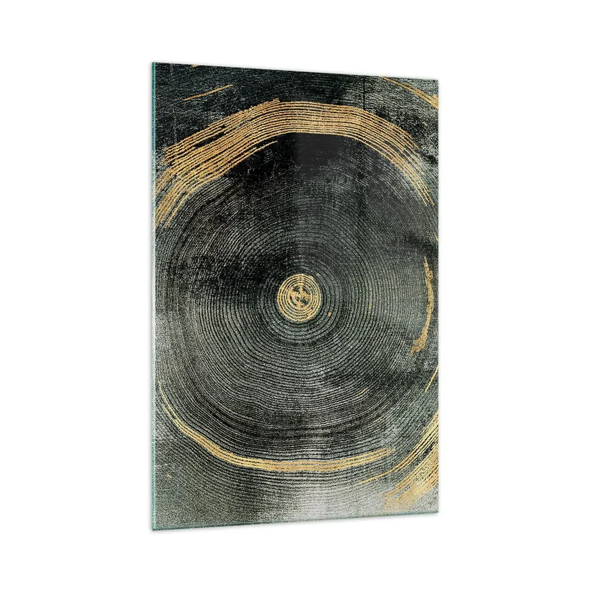 Impression sur verre - Image sur verre - Cercles concentriques avec des accents dorés - 70x100cm - Changement et persistance - Décoration murale moderne pour le salon et la chambre ARTTOR