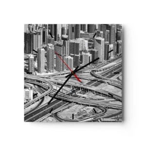 Horloge murale - Pendule murale - Une vue plongeante sur Dubaï - 30x30cm - Dubaï - la ville impossible - Décoration murale moderne pour le salon et la chambre ARTTOR