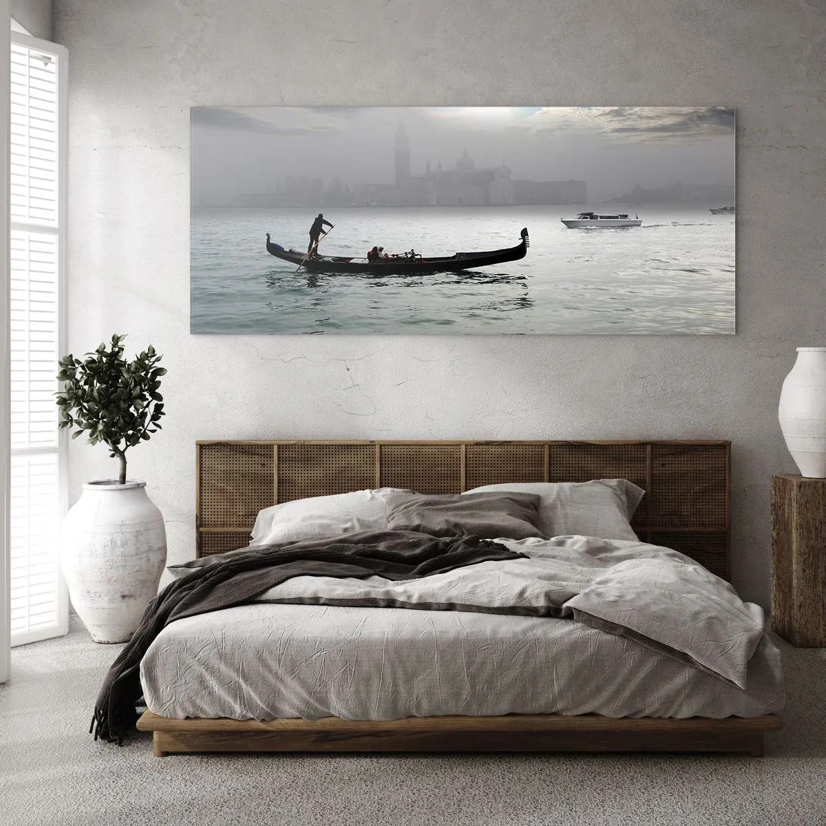 Impression sur verre - Image sur verre - Une ville fabuleuse faite d'eau et de brouillard - 90x30 cm