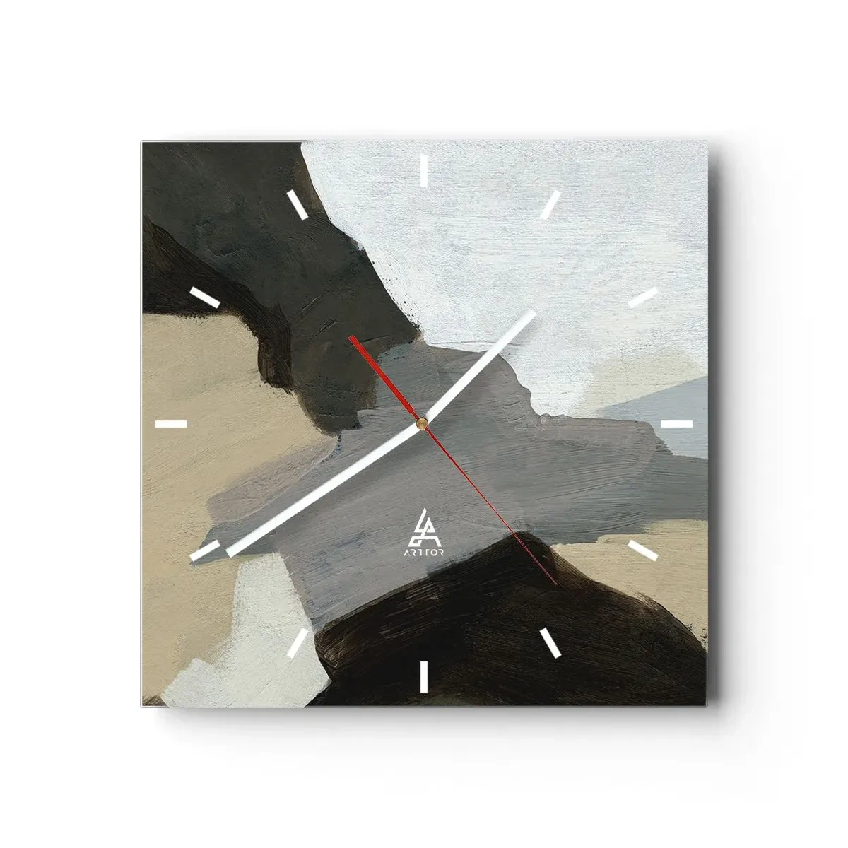Horloge murale - Pendule murale - Abstraction : le carrefour du gris - 40x40 cm