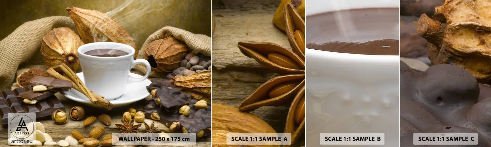 Échantillon De Papier Peint Standard Eco - Pour les amateurs de sensations fortes - La gastronomie, Chocolat, Café - 100x30 cm