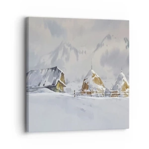 Impression sur toile - Image sur toile - Dans une vallée enneigée - 30x30 cm
