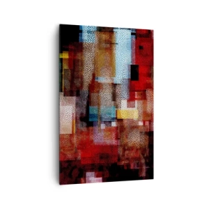 Impression sur toile - Image sur toile - Abstraction géométrique dans des tons intenses de rouge - 80x120cm - Mélange de confusions - Décoration murale moderne pour le salon et la chambre ARTTOR