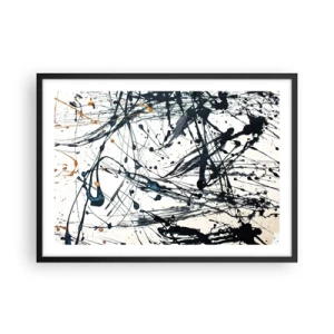 Affiche dans un cadre noir - Poster - Motif de peinture abstraite avec des lignes et des taches dynamiques - 70x50cm - Ca a du sens ou ça n'en a pas ? - Décoration murale moderne pour le salon et la chambre ARTTOR