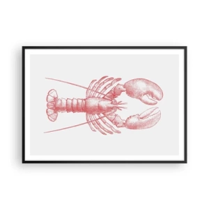 Affiche dans un cadre noir - Poster - Dessin d'un homard dans une teinte rouge - 100x70cm - Un homard digne d'Homère - Décoration murale moderne pour le salon et la chambre ARTTOR