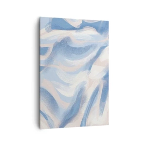 Impression sur toile - Image sur toile - Coups de pinceau abstraits dans des tons de bleu et de beige - 70x100cm - Vagues bleues - Décoration murale moderne pour le salon et la chambre ARTTOR