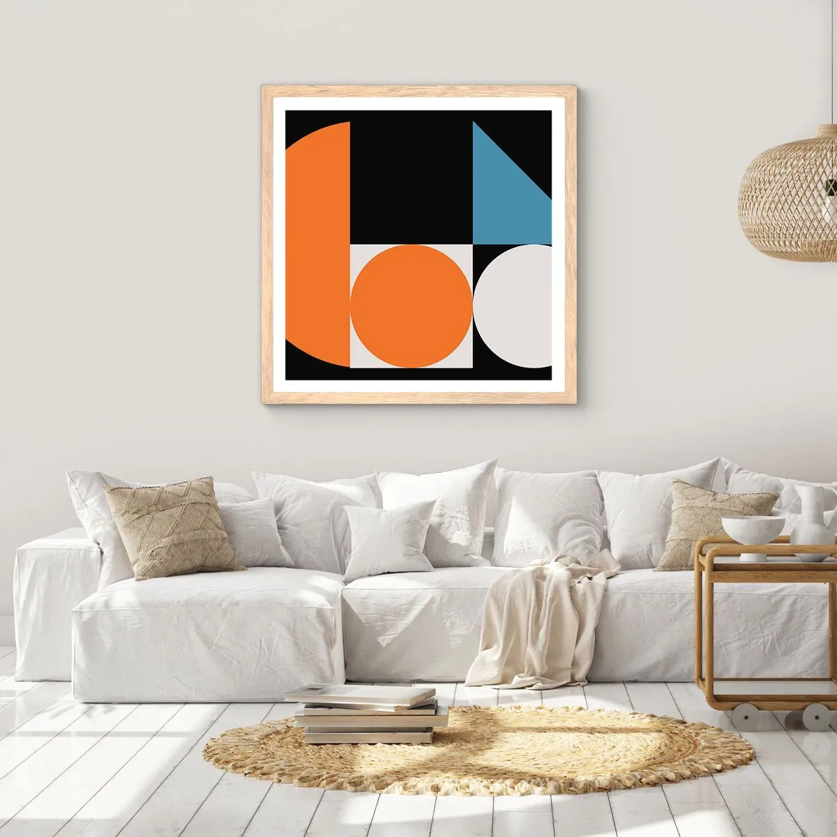 Affiche dans un chêne clair - Poster - Rangement de figures - 60x60 cm