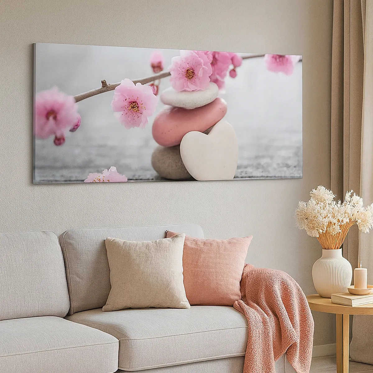 Impression sur toile - Image sur toile - Le bonheur avec une fleur de cerisier - 30x30 cm