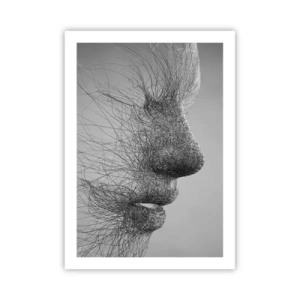 Affiche - Poster - Un profil facial fait de lignes fines et de textures - 50x70cm - L'esprit du vent - Décoration murale moderne pour le salon et la chambre ARTTOR