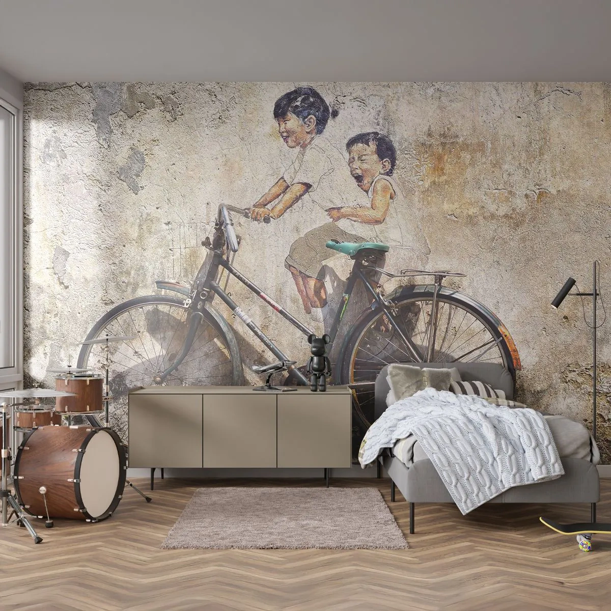 Papier Peint Autocollant Deluxe Sticker - Vrai ou faux? - Abstraction, Mural, Vélo - 250x175 cm