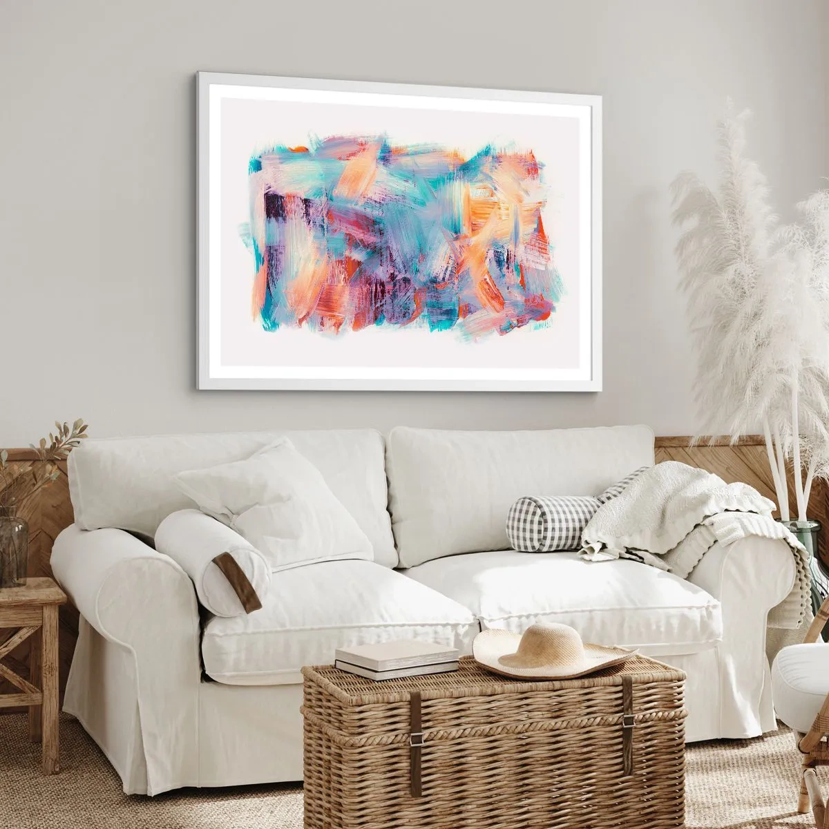 Affiche dans un cadre blanc - Poster - Un désordre coloré - 70x50 cm