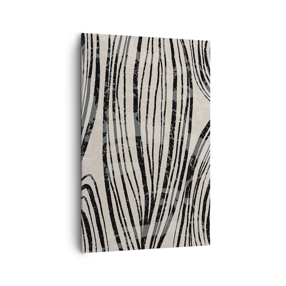 Impression sur toile - Image sur toile - Vagues abstraites dans des tons noirs et blancs - 80x120cm - Ligne de marécage - Décoration murale moderne pour le salon et la chambre ARTTOR