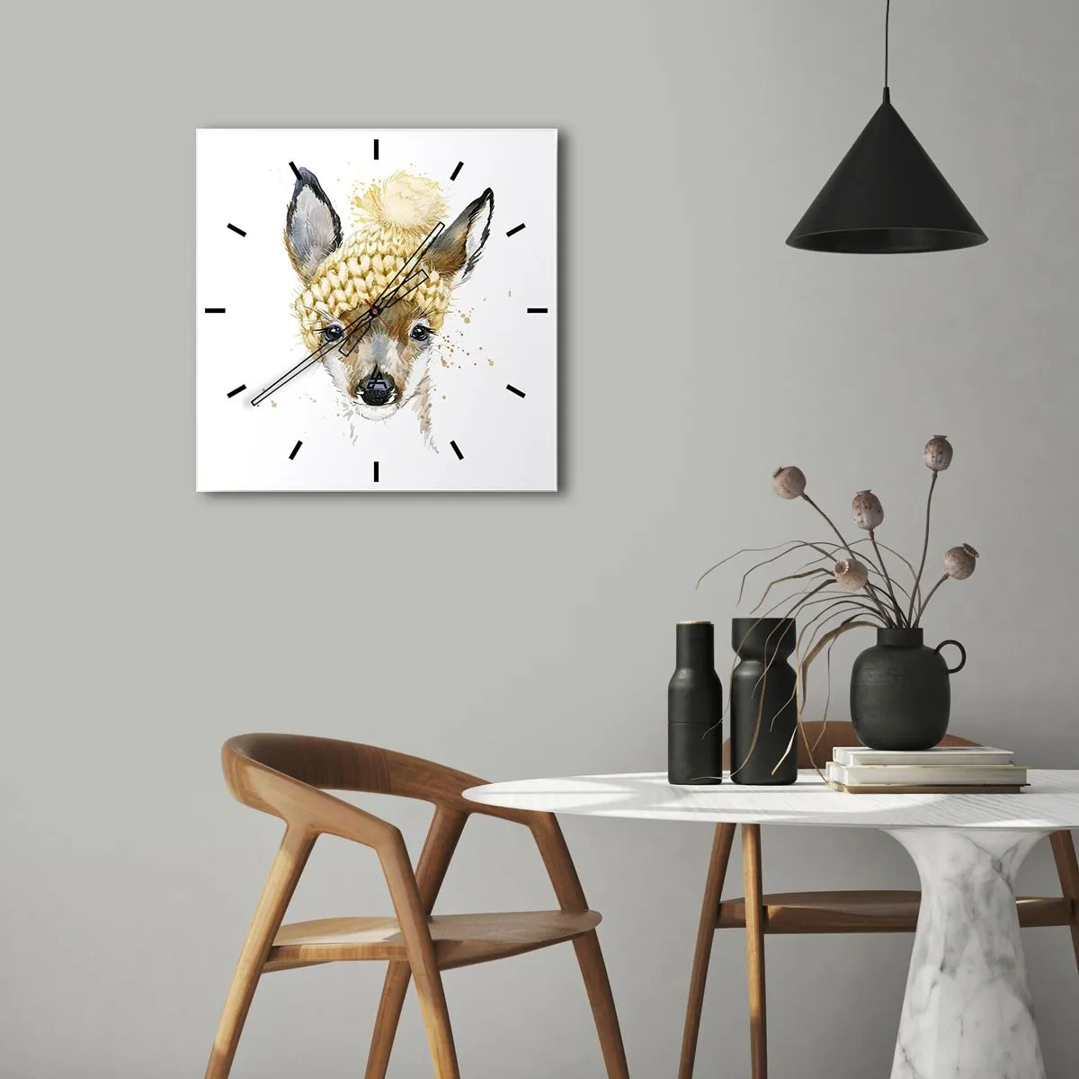 Horloge murale - Pendule murale - Pour l'hiver dans la forêt enneigée - 40x40 cm