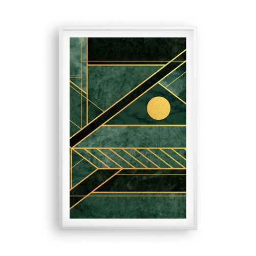 Affiche dans un cadre blanc - Poster - Dynamique or et azur - 61x91 cm