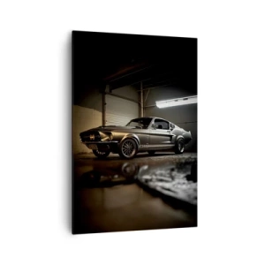 Impression sur toile - Image sur toile - Voiture classique dans un garage rétro - 70x100cm - Retour dans le passé - Décoration murale moderne pour le salon et la chambre ARTTOR