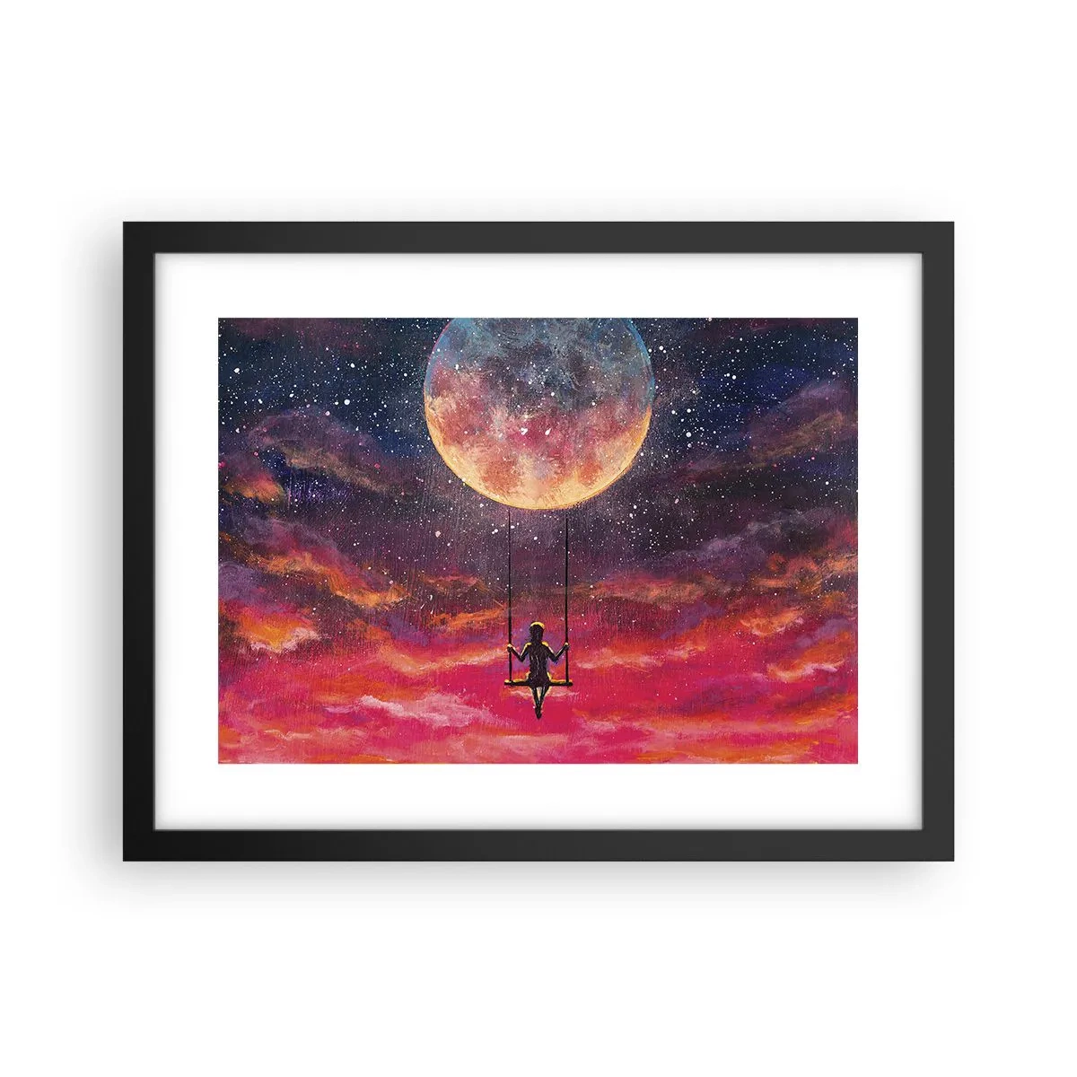 Affiche dans un cadre noir - Poster - Se balancer dans les nuages - 40x30 cm
