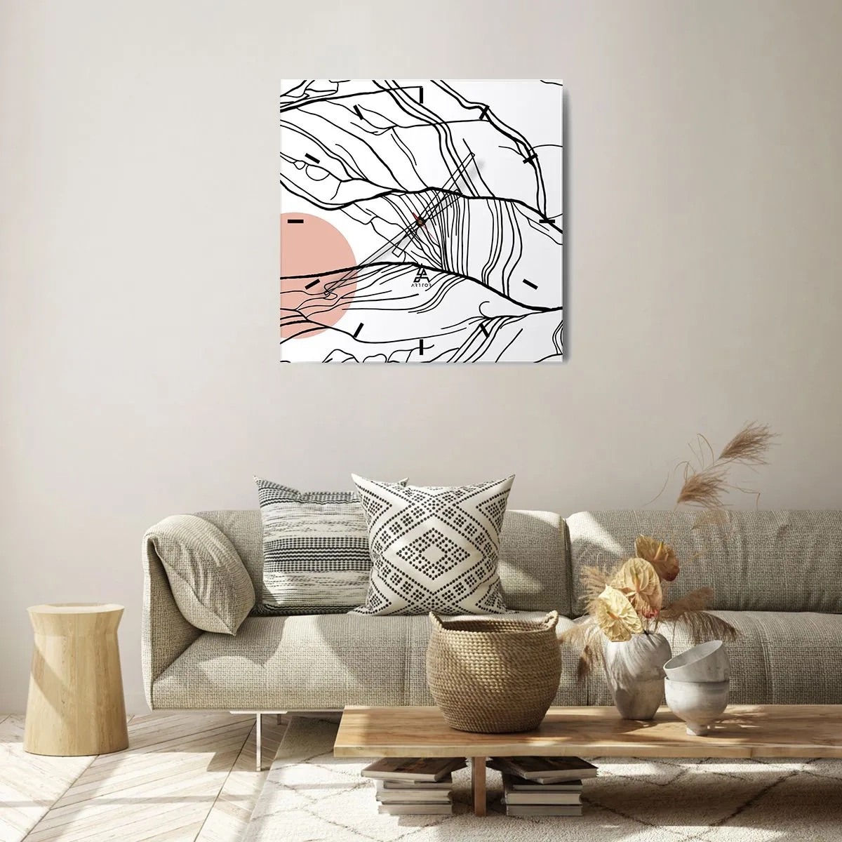 Horloge murale - Pendule murale - Dans un réseau de brindilles - 30x30 cm