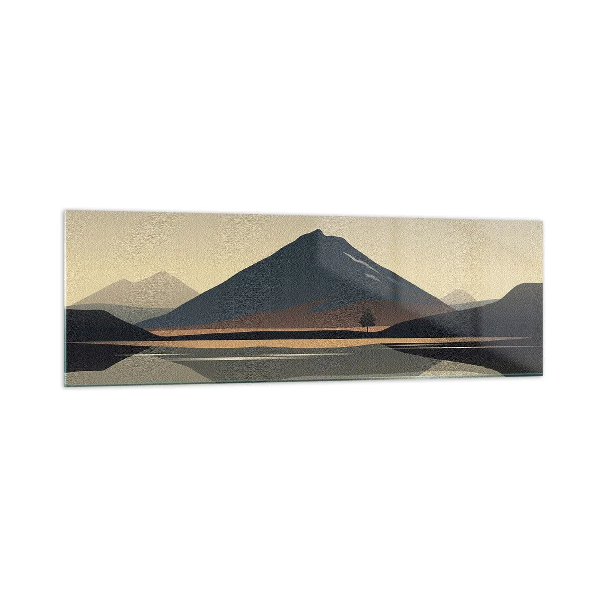 Impression sur verre - Image sur verre - Paysage de montagne minimaliste avec reflet dans l'eau - 160x50cm - Reflet de miroir - Décoration murale moderne pour le salon et la chambre ARTTOR