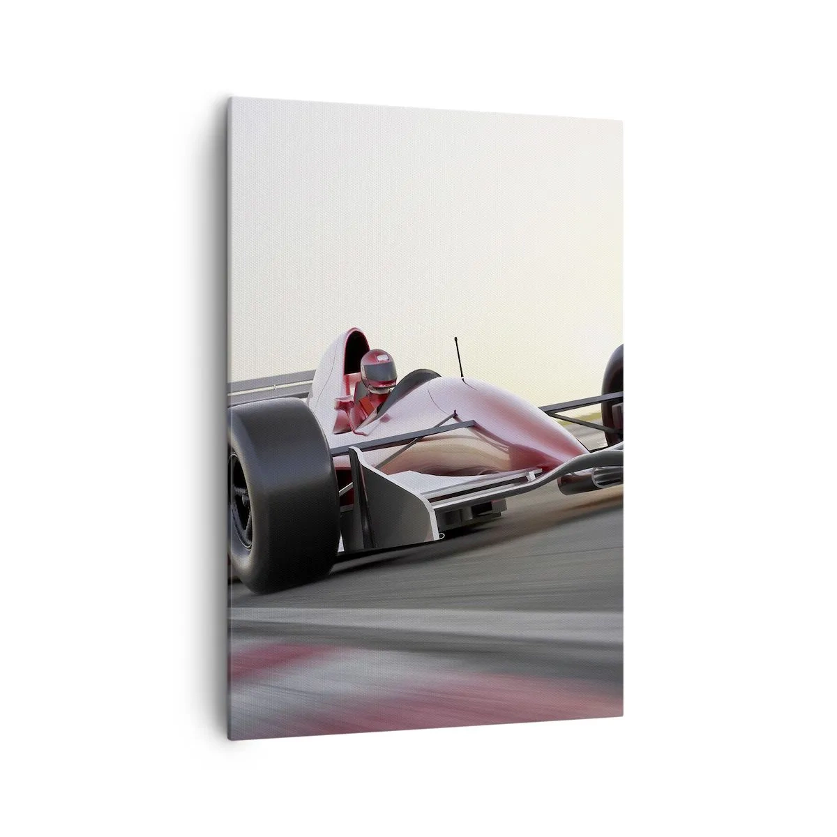 Impression sur toile - Image sur toile - Une voiture de Formule 1 rouge sur une piste de course en conduisant - 70x100cm - Toujours gagnant - Décoration murale moderne pour le salon et la chambre ARTTOR