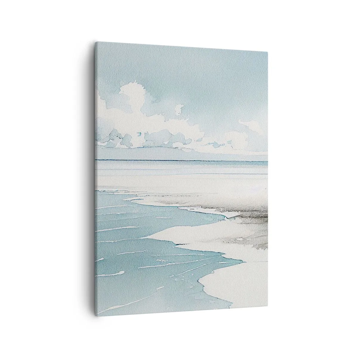 Impression sur toile - Image sur toile - Une mer calme et une plage aux tons clairs de bleu - 50x70cm - Marée douce - Décoration murale moderne pour le salon et la chambre ARTTOR